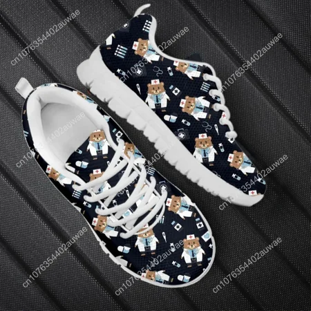 

Spring Nurse Flat Shoes Women Cute Cartoon Nurses Printed Women s Sneakers Shoes Breath Mesh Flats Zapatos De Mujer