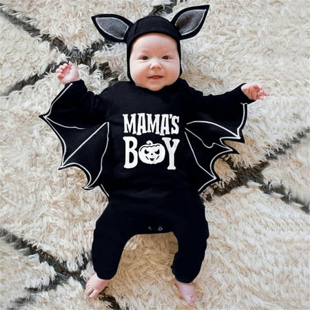 

Xijirk My First Halloween Outfit Baby Boy Girl Pumpkin Role Play Clothes Bat Clothes Hoodie Romper Playsuit Jumpsuits Toddler Halloween Romper-Black-0-3 Months
