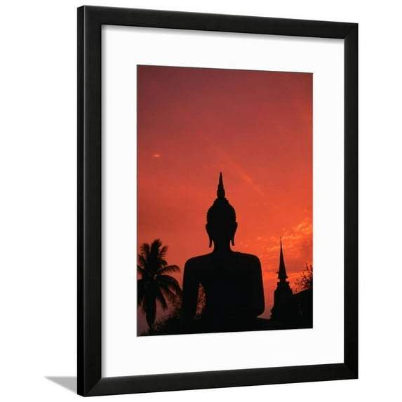Buddha Against a Sunset at Wat Mahathat, Sukhothai, Thailand, Religion World Culture Framed Art Print Wall Art by Anders Blomqvist Sold by Art.Com