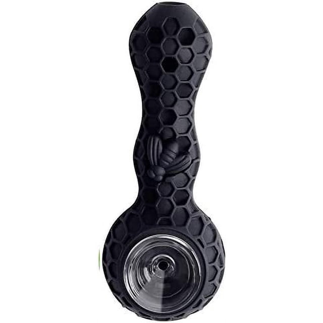 Pipa para fumar de silicona Bee: resistente, duradera y flexible. (Negro) brillar Electrónica