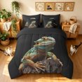 thumbnail image 3 of Manfei Western Lizard Twin Bedding, Woodland Animal Bedding Comforter Set, Black Brown, Black Reversible, 7-Piece, 3 of 6