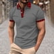 thumbnail image 2 of Mens Manga Corta Botón Abajo Camisas con Bolsillo de Impresión Solapa Cuello Gira Blusa de Suéter, 2 of 5