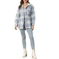 thumbnail image 2 of MODA NOVA Juniors Plaid Two Pockets Button Front Closure Jacket Blue 2XL, 2 of 5