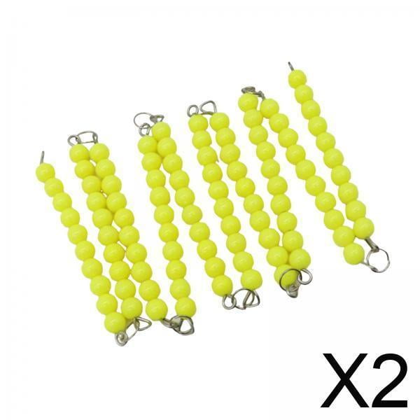 2 X 10 Piezas De Cadenas De Cuentas Montessori, Juguete De Conteo Montessori Para Niños De 3 A 5 Años, Regalo Amarillo