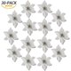 thumbnail image 2 of 30 flores de Pascua navideñas con purpurina, adornos artificiales para árbol de Navidad, 13 cm, color plateado, 2 of 5