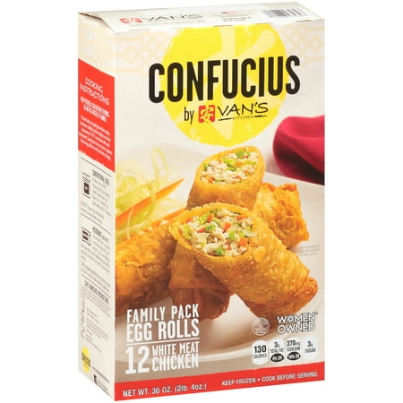 Confucius by Van's Kitchen White Meat Chicken Egg Rolls 36 oz. Box
