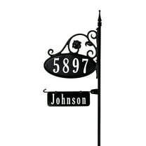 48" Park Place Double Sided Oval Plaque Reflective 911 Home Address Sign for Yard with Name Rider, Great Gift for Parents or Grandparents