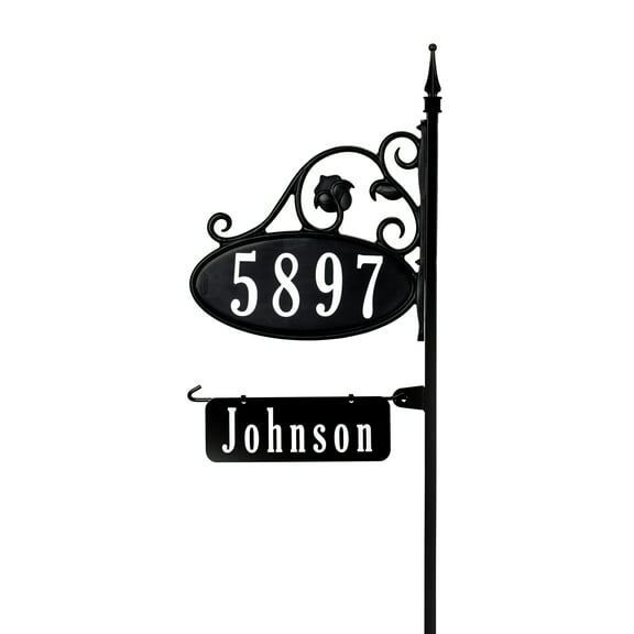 48" Park Place Double Sided Oval Plaque Reflective 911 Home Address Sign for Yard with Name Rider, Great Gift for Parents or Grandparents