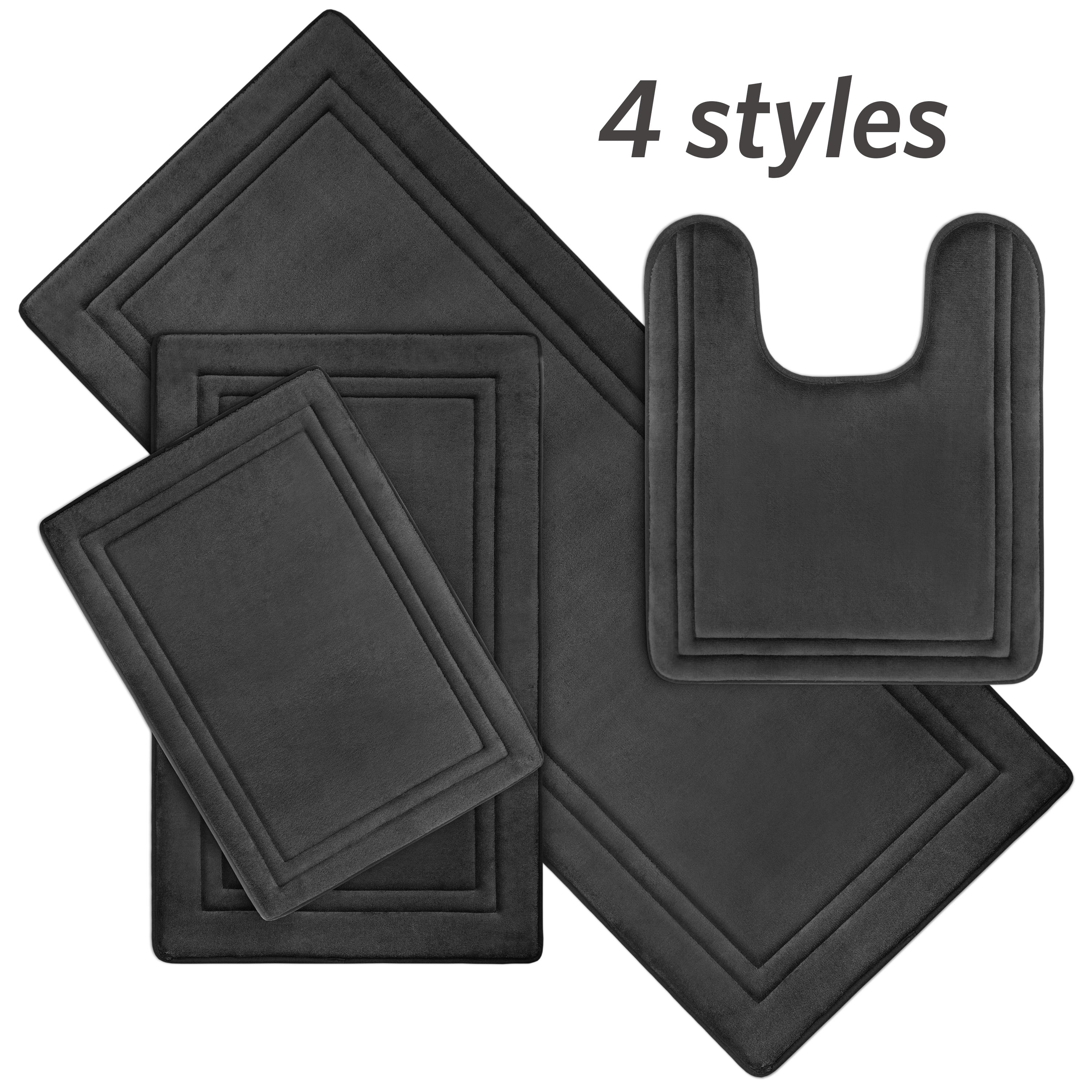Microdry Solid Print Memory Foam Bath Mat, 21" x 24", Black
