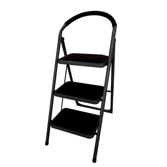 Escalera De Acero Tubular Plegable Con 3 Niveles Namaro Design Negra