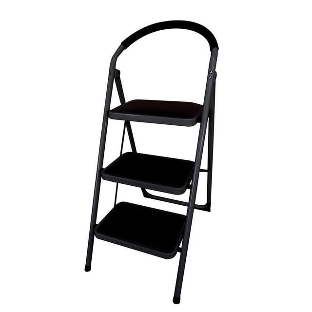 Escalera De Acero Tubular Plegable Con 3 Niveles Namaro Design Negra