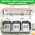 thumbnail image 3 of Juome Stainless Steel Snack Containers, Reusable 3 Compartment Snack Containers with Lids for Kids, Divided Food Storage Containers Condiment Box Sauce Cups for School, Travel, Home, 3 of 7