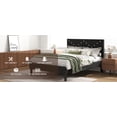 thumbnail image 3 of Full Size Modern Platform Bed Frame with Upholstered Headboard and Wooden Slats - No Box Spring Required, Easy Assembly, Noise-Free Design, Black, 3 of 9
