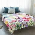 thumbnail image 4 of Tulips Spring Floral Blanket Soft Cozy Warm Throw Blanket for Couch, Plush Fuzzy Flannel Fleece Blankets for Sofa, Flowers Butterfly Plaid Pastoral Bed Blankets Lightweight Gifts for Women, 32"x48", 4 of 9