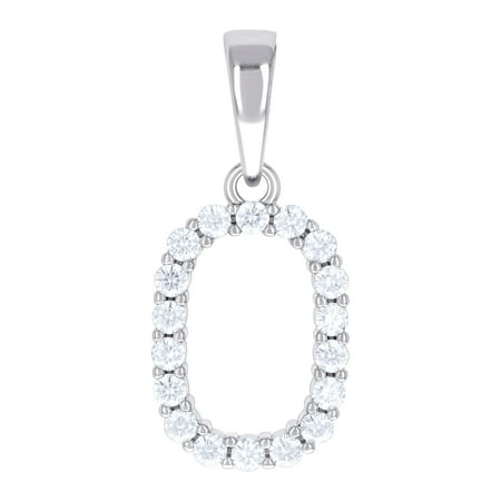 925 Sterling Silver Unisex 0.57ct Moissanite Letter Name Personalized Monogram Initial O Alphabet Charm Pendant Necklace