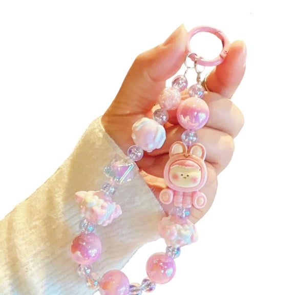 Yammee Beaded Phone Bracelet Strap,Phone Beaded Wrist Strap Phone Bracelet Lanyard for Women Phone Keychains Charm