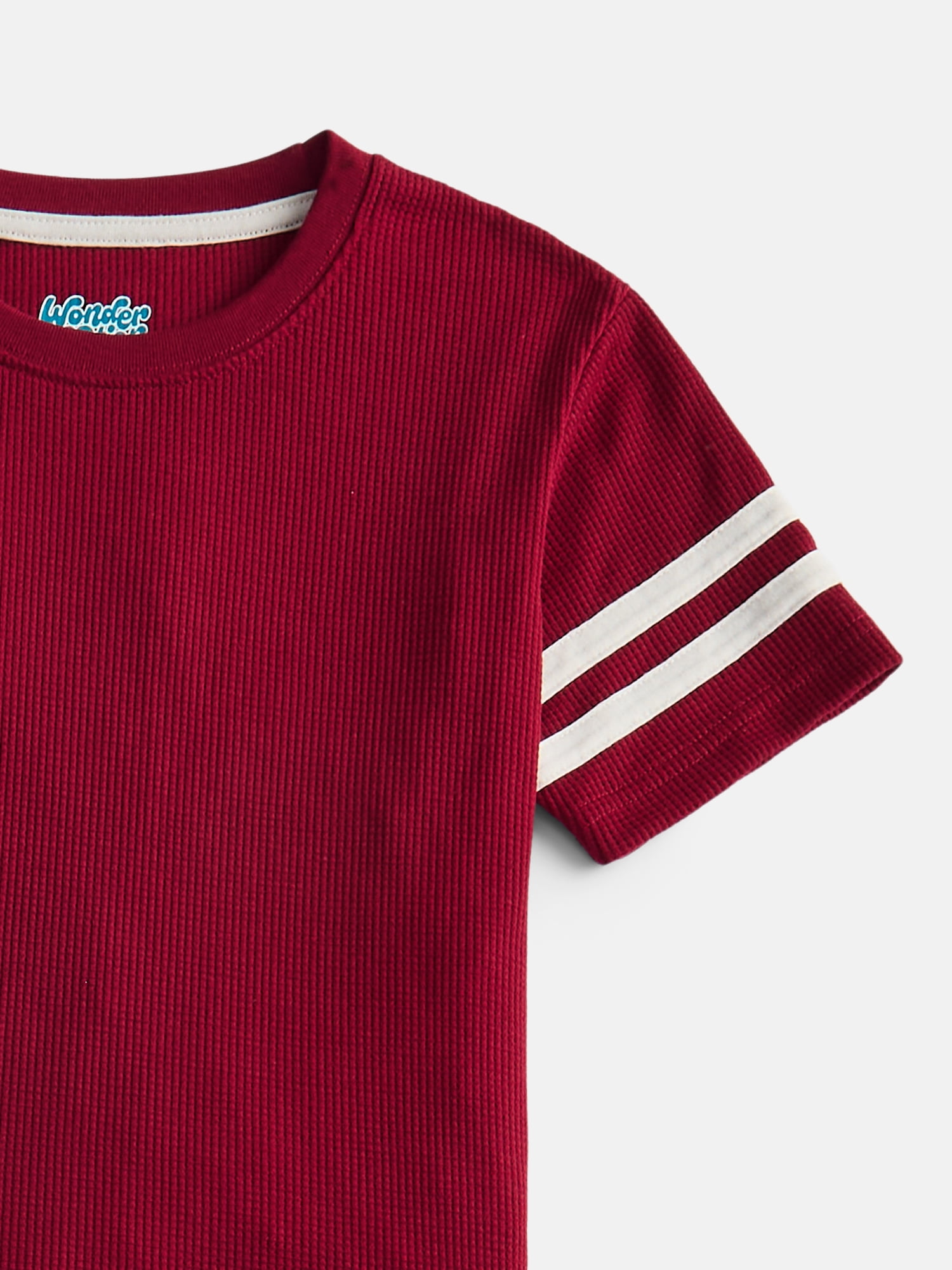 Wonder Nation Boys Waffle Knit Short Sleeve Top and Pants Pajama Set, 2 Piece, Sizes 4-18