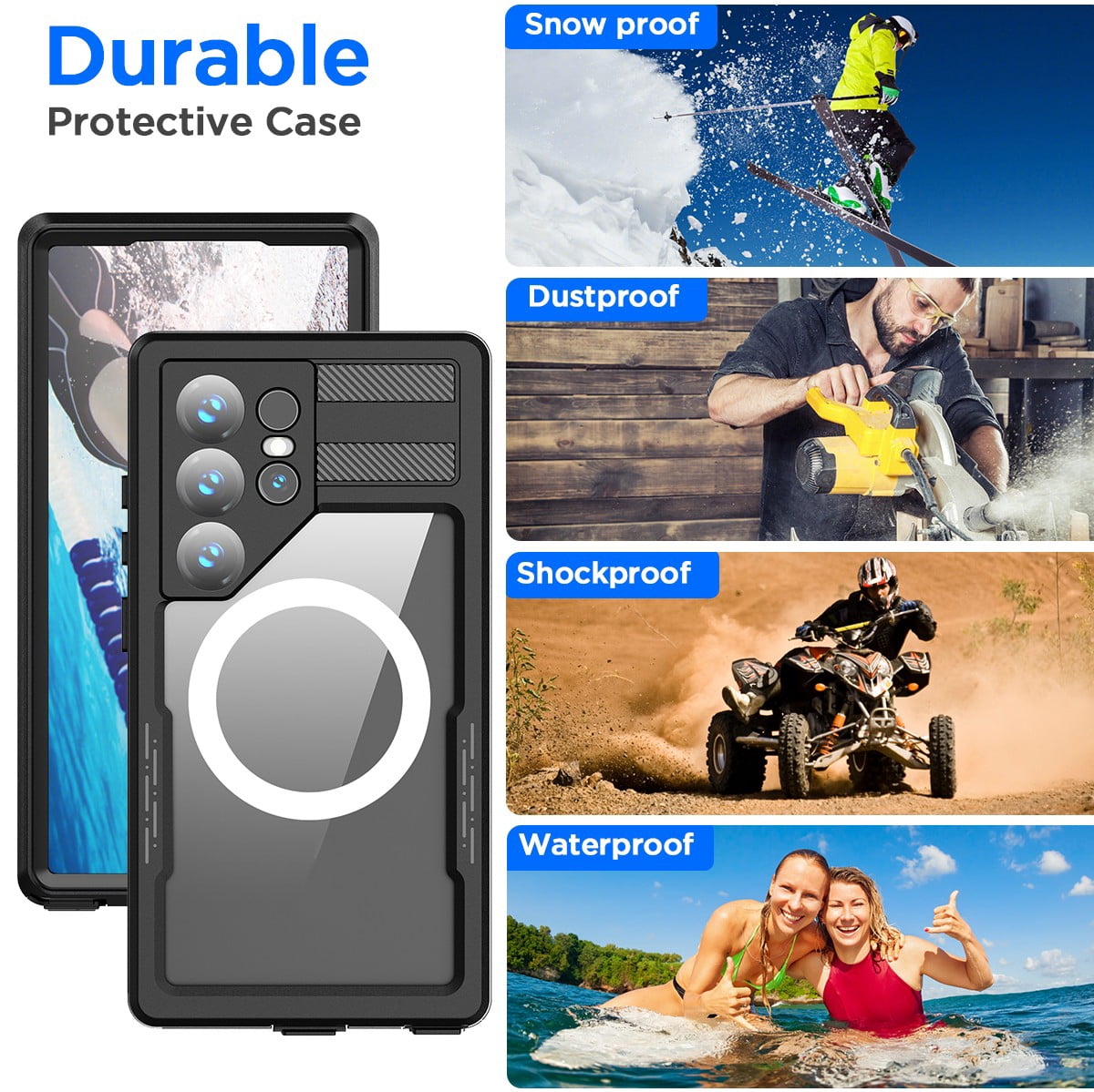 AICase Waterproof Case Cover for Samsung Galaxy S26 Ultra, IP68 Waterproof Full Body Protective Shockproof Case with Build in Screen Protector Anti-Scratch Cell Phone Case,Black