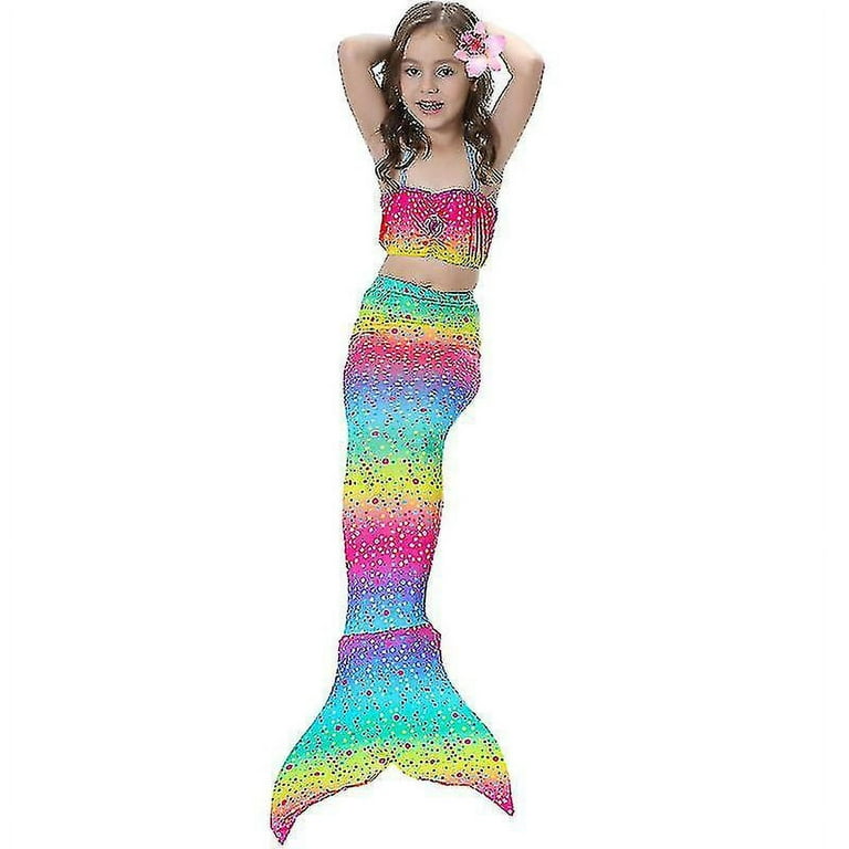 6-7 Years;Rainbow Kids Girls Mermaid Tail Bikini Set Swimwear Swimsuit  Swimming Costume 