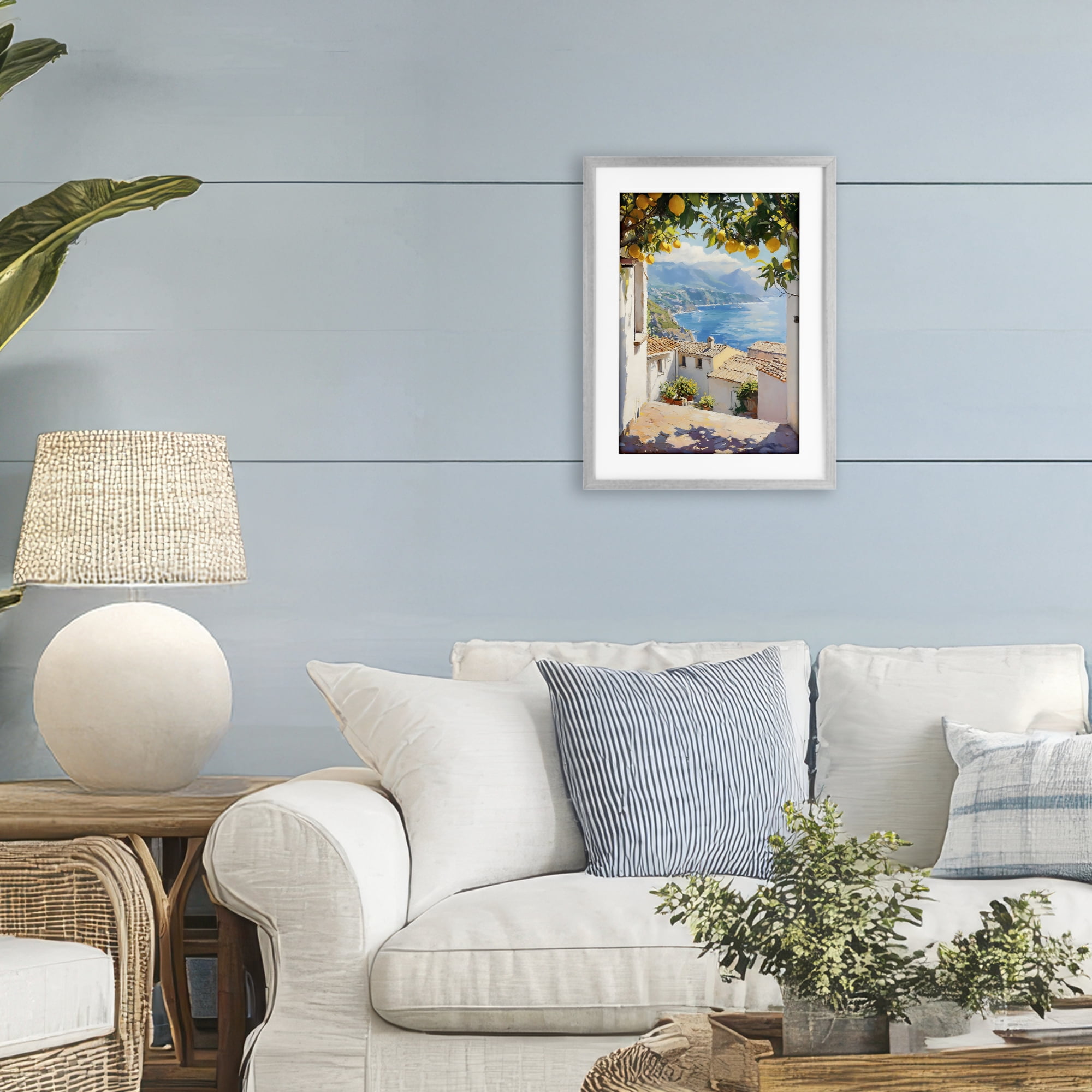 Stupell Industries Amalfi Coast Lemon Overhang Gray Framed Print Under Glass, design by LSR Design Studio