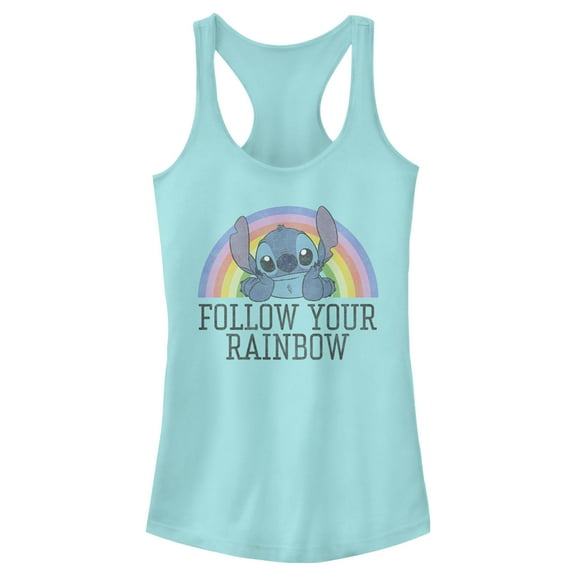 Junior's Lilo & Stitch Follow Your Rainbow Racerback Tank Top Cancun X Small