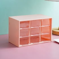 Huayishang Storage Box Desktop Nine Grid Storage Box Transparent Drawer Table Shelf Multi Layered, Kitchen Essentials Clearance Sale Pink