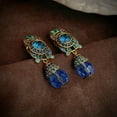 thumbnail image 2 of Exquisite Round Pendant Clip On Earrings Alloy Jewelry Shiny Blue Rhinestones Inlaid Vintage Ethnic Style Personality Earrings, 2 of 4