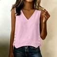 thumbnail image 6 of Linen V Neck Tops For Women Loose Tank Tops For Women Summer Tops Plus Size Camisole Business Casual Work Shirts Blouses Pink S, 6 of 7