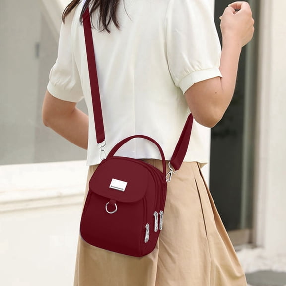 Camping & Hiking Women Shoulder Bag Crossbody Cute Satchel 3 Layer Mini Handbag Daily Use Practical Outdoor Accessory