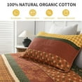 thumbnail image 4 of DDUOXIN Bohemian Fall King Quilt - 100% Cotton Floral Brown & Gold & Green Striped King Size Quilt Set, Lightweight Boho Bedspread Autumn Gift 3-Piece Quilt Comforter Set with 2 Pillowsham, 98"x106", 4 of 10