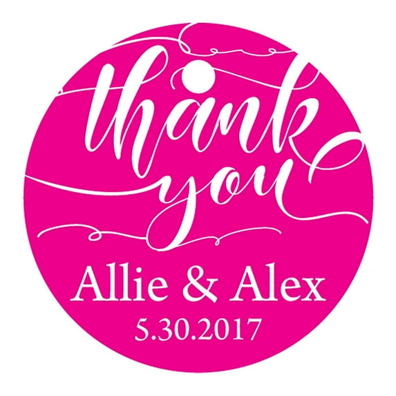 100 PCS Customized Thank You Circle Hang Tags Personalized Wedding Favor Gift Tags