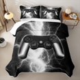 thumbnail image 2 of meiyoeat Neon Lightning Gaming Bed Spread Queen for Boys Girls, Electric Gamer Queen Coverlet Set, Black White, 3pcs 1 Quilt and 2 Pillowcases, 2 of 7