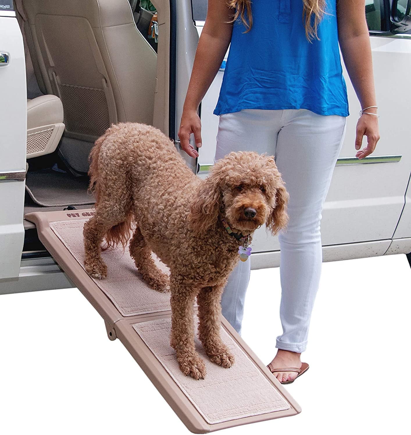 Built-in Carry Handle Compact Easy-Fold Supports 150-200lbs Available in 2 Models Lightweight and Portable Pet Gear Travel Lite Ramps for Dogs and Cats 