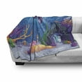 thumbnail image 3 of Turtle Soft Flannel Fleece Throw Blanket, Underwater World Style Illustration Funny Fish Jellyfish Sea Horse, Cozy Plush for Indoor and Outdoor Use, 70" x 90", Purple Orange Aqua, by Ambesonne, 3 of 6