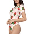 thumbnail image 2 of Naloa Strawberry Floral Women's Short-Sleeved Onesie, One-Piece Swimsuit for Parties, dates, clubs - Medium, 2 of 9