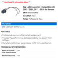 thumbnail image 2 of Fog Light Connector - Compatible with 2003 - 2009, 2011 - 2019 Kia Sorento 2004 2005 2006 2007 2008 2012 2013 2014 2015 2016 2017 2018, 2 of 2