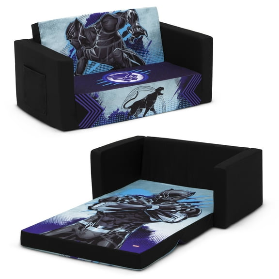 Marvel Black Panther Cozee Flip-Out Sofa with Memory Foam - 2-in-1 Convertible Sofa to Lounger by Delta Children, Black