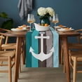 thumbnail image 2 of Coastal Anchor Table Runner - 120 Inch Long, Kitchen Dining Table Runner Dresser Scarves, Turquoise Brown Country Wooden Grain Farmhouse Decor for Coffee Tables Wedding Party Banquet, 2 of 8