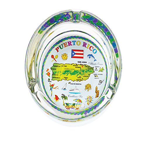 Glass Ashtray Puerto Rico Souvenir Gift Cigarette Cigar Ashtray, Puerto Rico Island Map Gifts for Men & Women, Smoker Gifts (Puerto Rico)