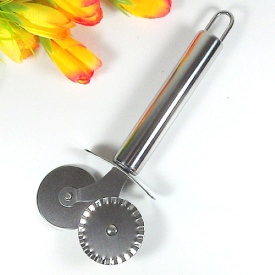 Stainless Steel Wheel Cutter Flat&Fluted Wheel Pizza Pastry Pasta Dough Cutter S 