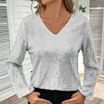thumbnail image 7 of cfhntfmh Women Sequin Top V Neck Long Sleeve Sparkle Glitter Blouses Shirt Party Tops Blouse for Party Club Dressy Outfits, 7 of 7