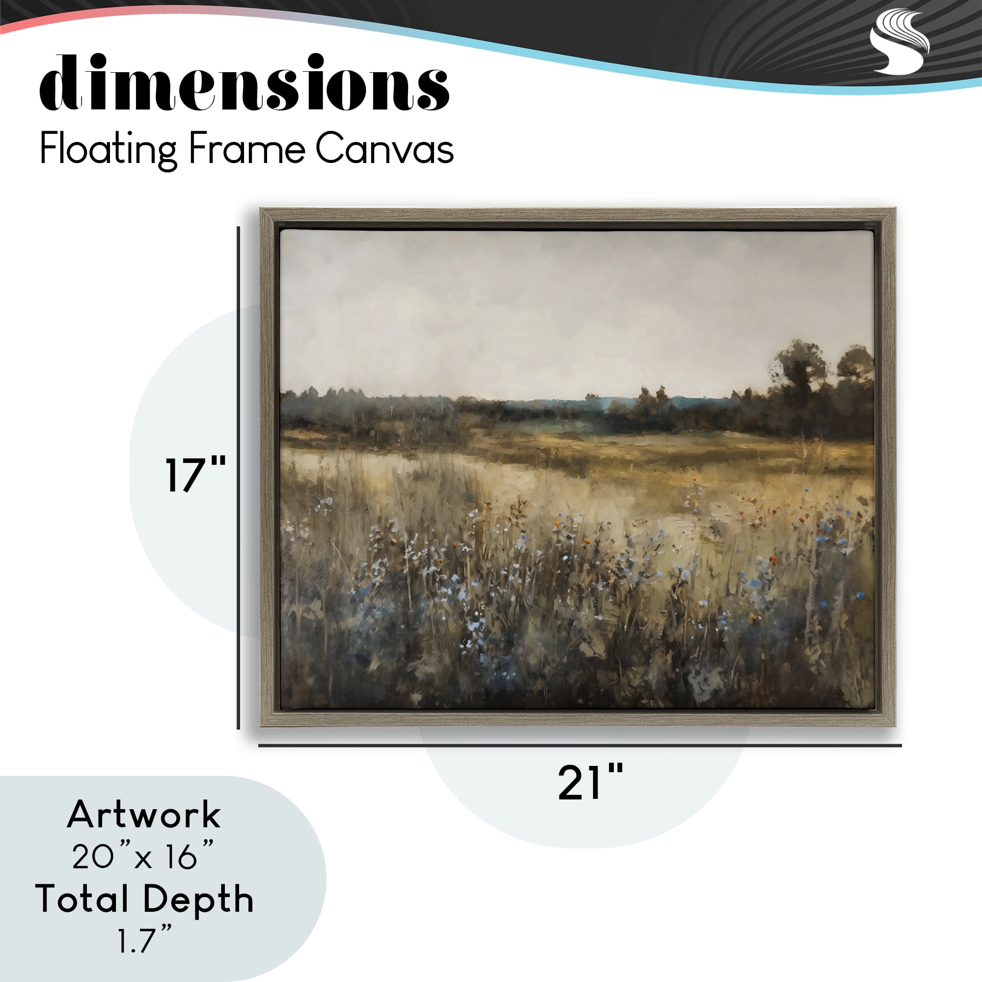 Stupell Industries Wildflowers & Wheat Meadow Brown Framed Floater Canvas Wall Art, design by Creative Studio