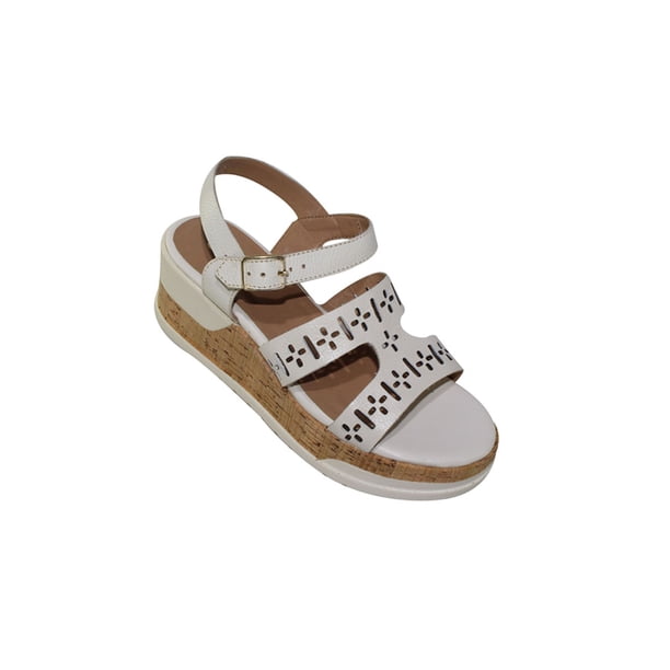 SANDALIA PLATAFORMA PULSERA CASUAL VESTIR GIUSTO MUJER DAMA LATTE BLANCO 14002 LEON 14002p