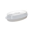 thumbnail image 1 of 1 Set of Versatile Fish Steamer Microwave Steamed Fish Plate with Lid (White), 1 of 4