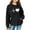 Black, variant on Girls' Hooded Sweatshirts 𝗪affle Loose 𝗛oodie with Print Long Sleeve Soft Pullover with Pocket for Kids Girls