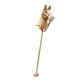 thumbnail image 1 of Caballo de palo de juguete para montar, divertido juego de simulación de caballito de juguete para niños y niñas, regalo para niños amarillo con ruedas, 1 of 9