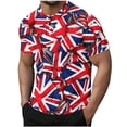 thumbnail image 2 of Blusas y camisas de manga corta y cuello redondo para hombre. Blusa informal de poliéster con cuello redondo y botones estampados de manga corta para hombre., 2 of 5