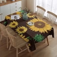 thumbnail image 2 of Brown Green Bud Sunflower Pattern Rectangle Tablecloth 60"x84",Waterproof Polyester Rectangle Table Cloth, Wipeable Spillproof Polyester Tablecloth for Dining, Camping, Indoor and Outdoor, 2 of 5