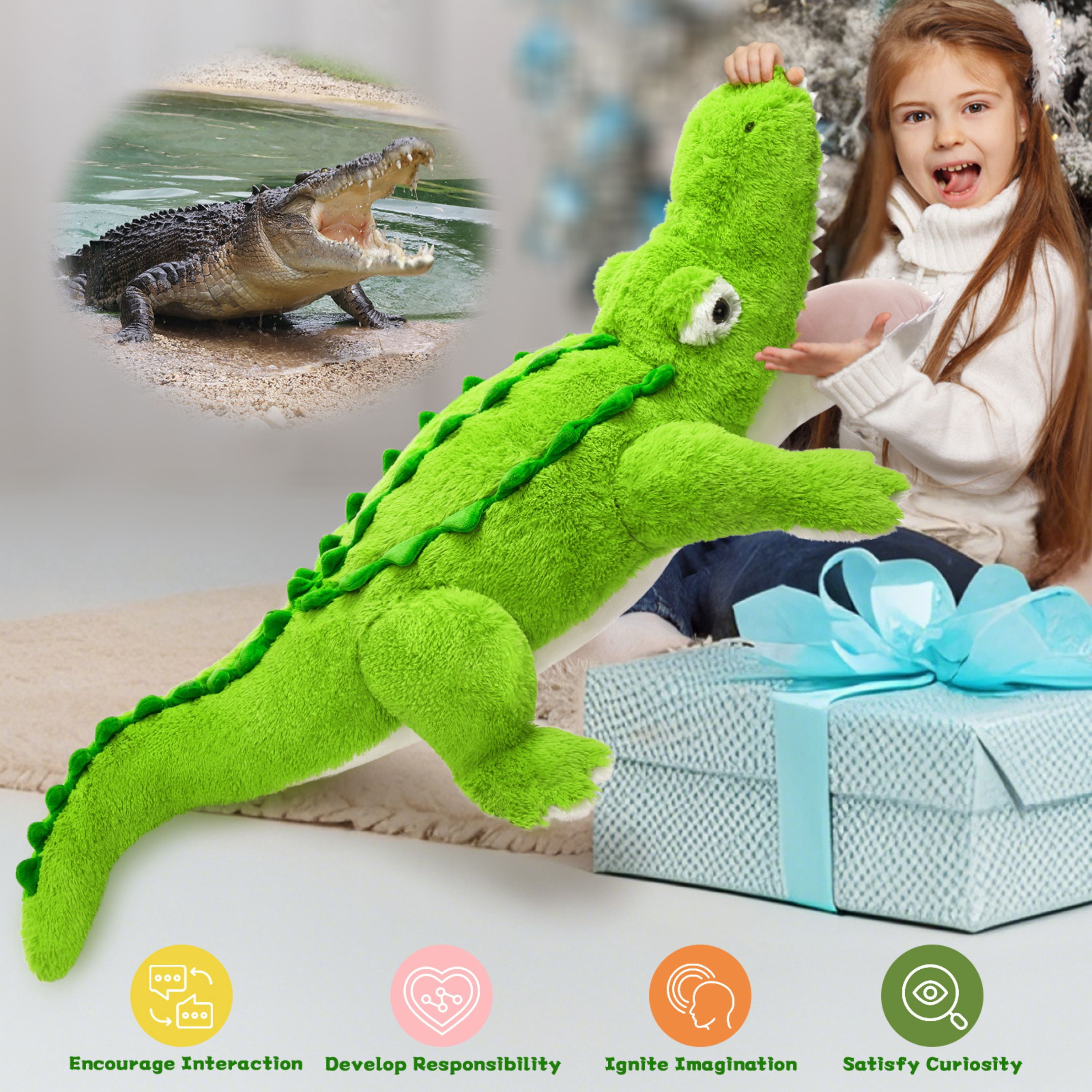 Muiteiur 51" Large Stuffed Animal Alligator Plush Crocodile Toy