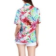 thumbnail image 2 of LA LEELA Women's Casual Beach Hawaiian Short Sleeve Blouse Shirt Hawaii Blouses Dress Tops Tee Button Up Shirts for Women S Allover Leaves, Blue, 2 of 5